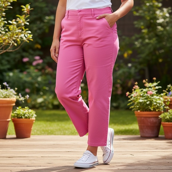 Dickies Women's Hot Pink Crop Trouser Pants - Picture 1 of 7